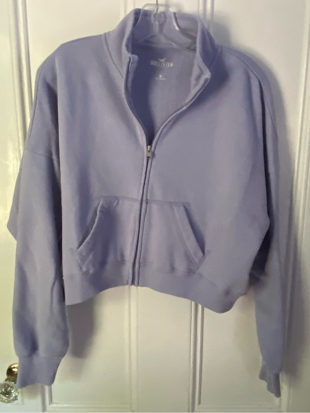 Hollister Cropped Sweatshirt Womens M 1/4 Zip Lilac Purple Teen Athletic Casual